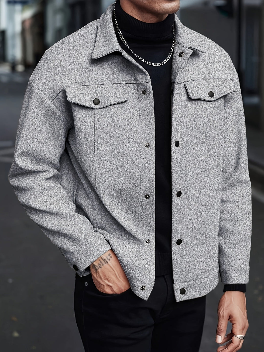 Men's Snap Button Trucker Jacket