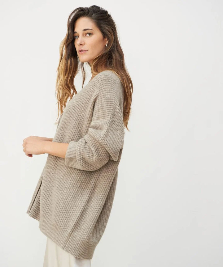 Women's Ribbed Knit V-Neck Cardigan