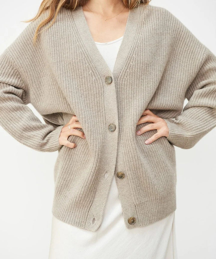 Women's Ribbed Knit V-Neck Cardigan