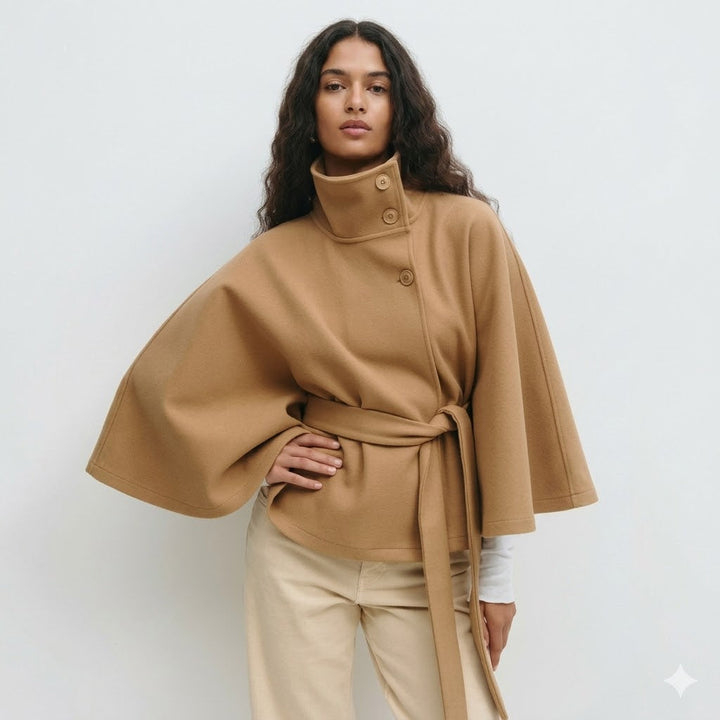 Women's Wool-Effect Belted Cape Coat