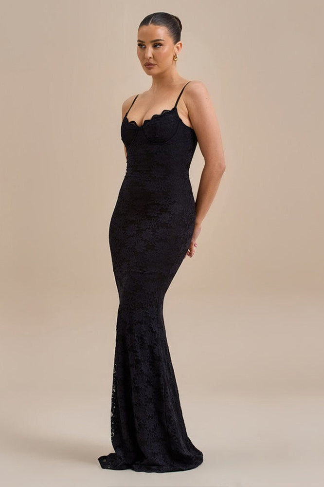 Backless Bodycon Maxi Lace Dress for Women