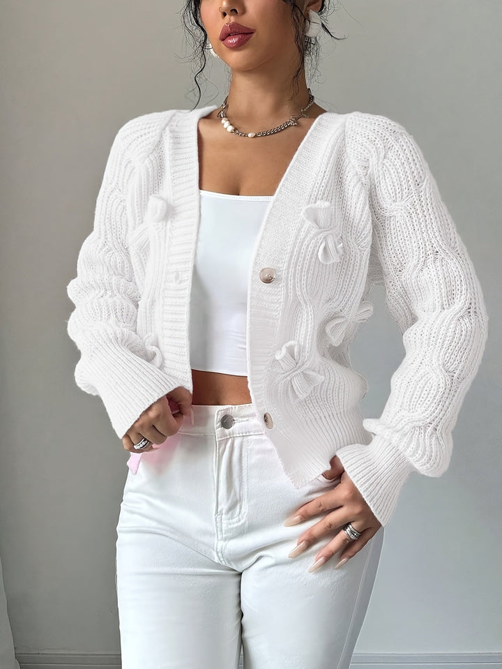 Women's Soft Bow-Detail Long Sleeve Cardigan