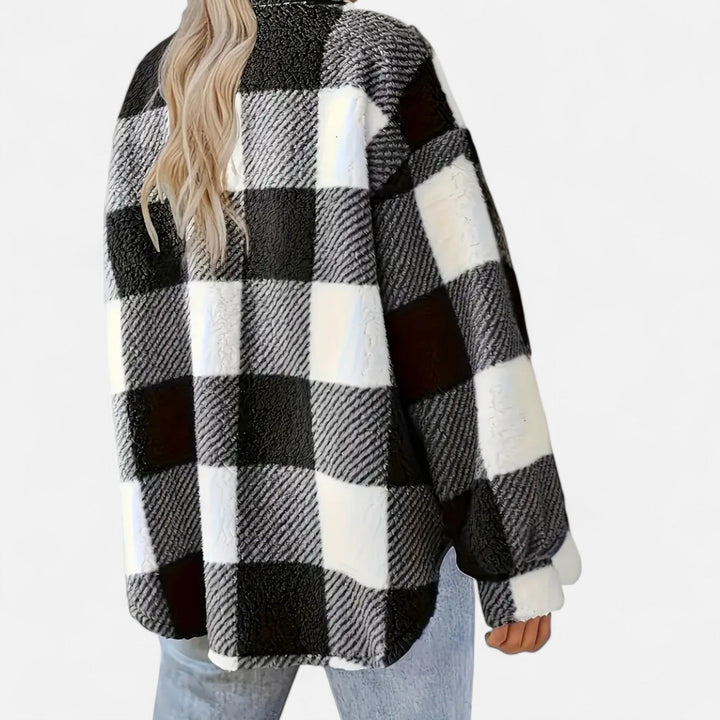 Women's Plush Sherpa Checkered Shirt Jacket