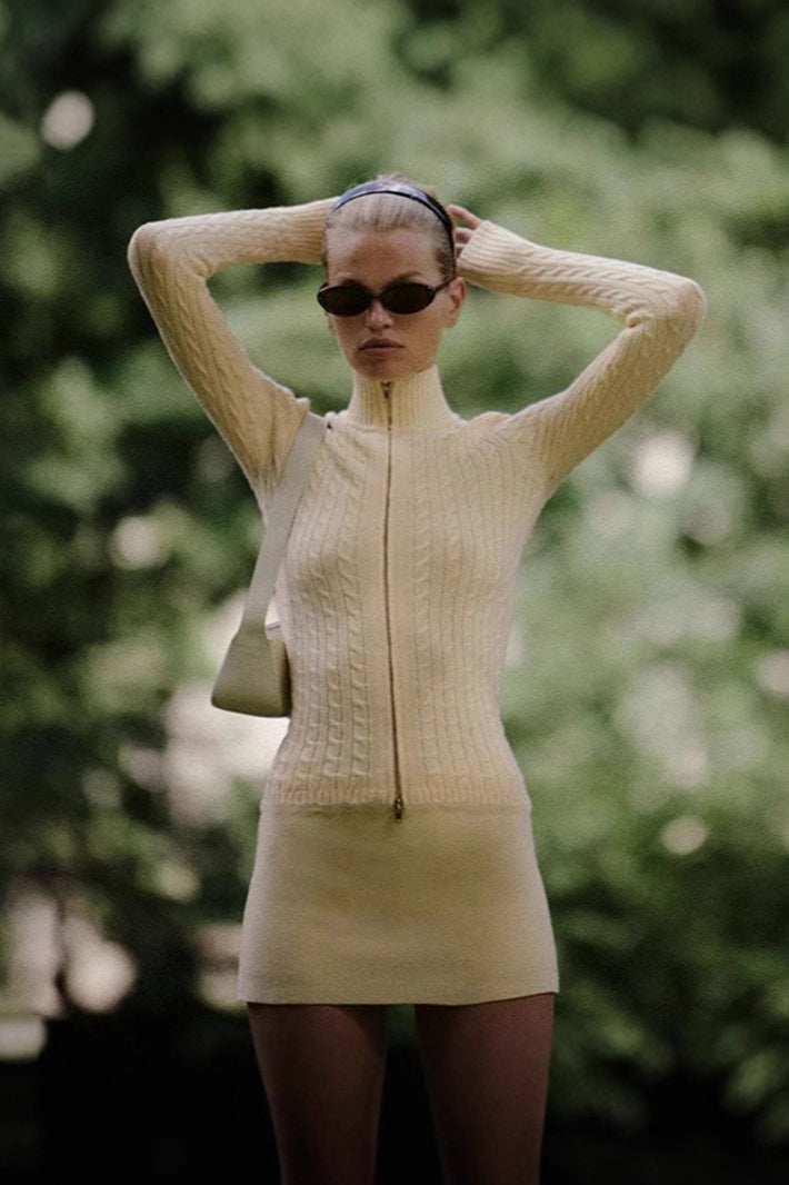 Mock Neck Lace Trim Knit Top for Women