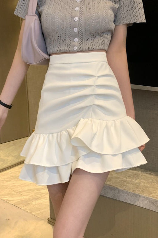High Waist Pink Asymmetrical Mini Skirt for Women