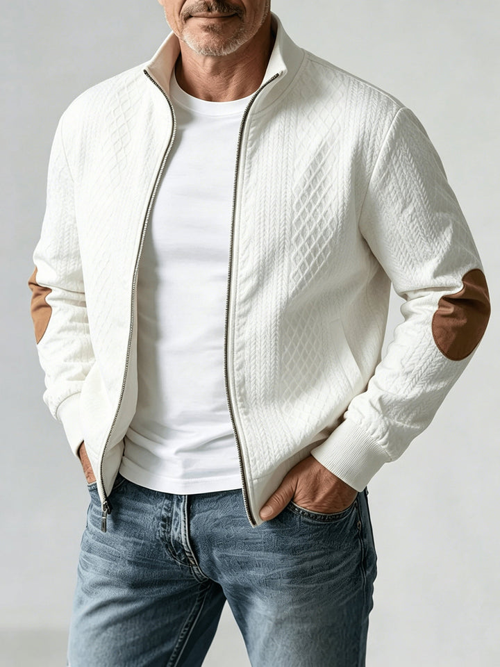 Men's Diamond Jacquard Knit Baseball Jacket