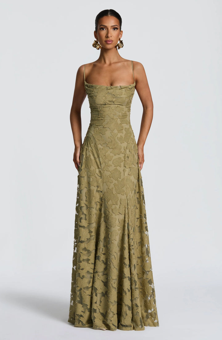 Backless Chiffon Spaghetti Strap Maxi Dress