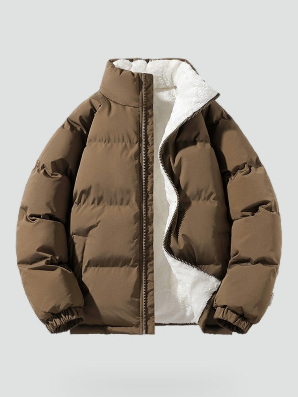 Men's Waterproof Puffer Jacket with Fleece Lining