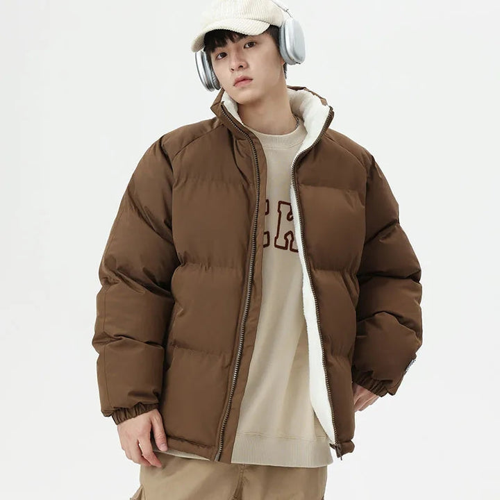 Men's Waterproof Puffer Jacket with Fleece Lining