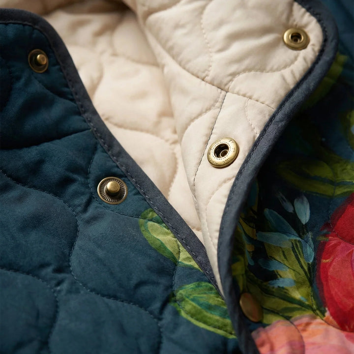 Women's Floral Print Quilted Snap-Button Jacket