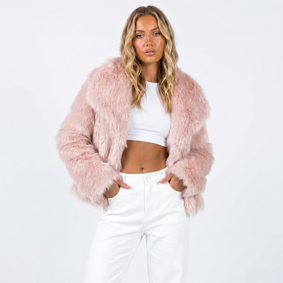 Women's Cropped Luxury Faux Fur Jacket