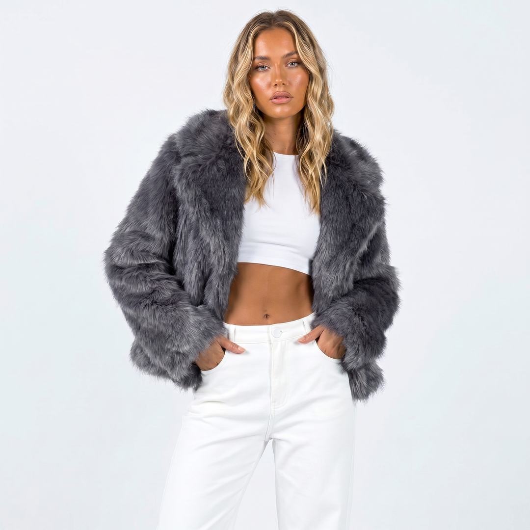 Women's Cropped Luxury Faux Fur Jacket