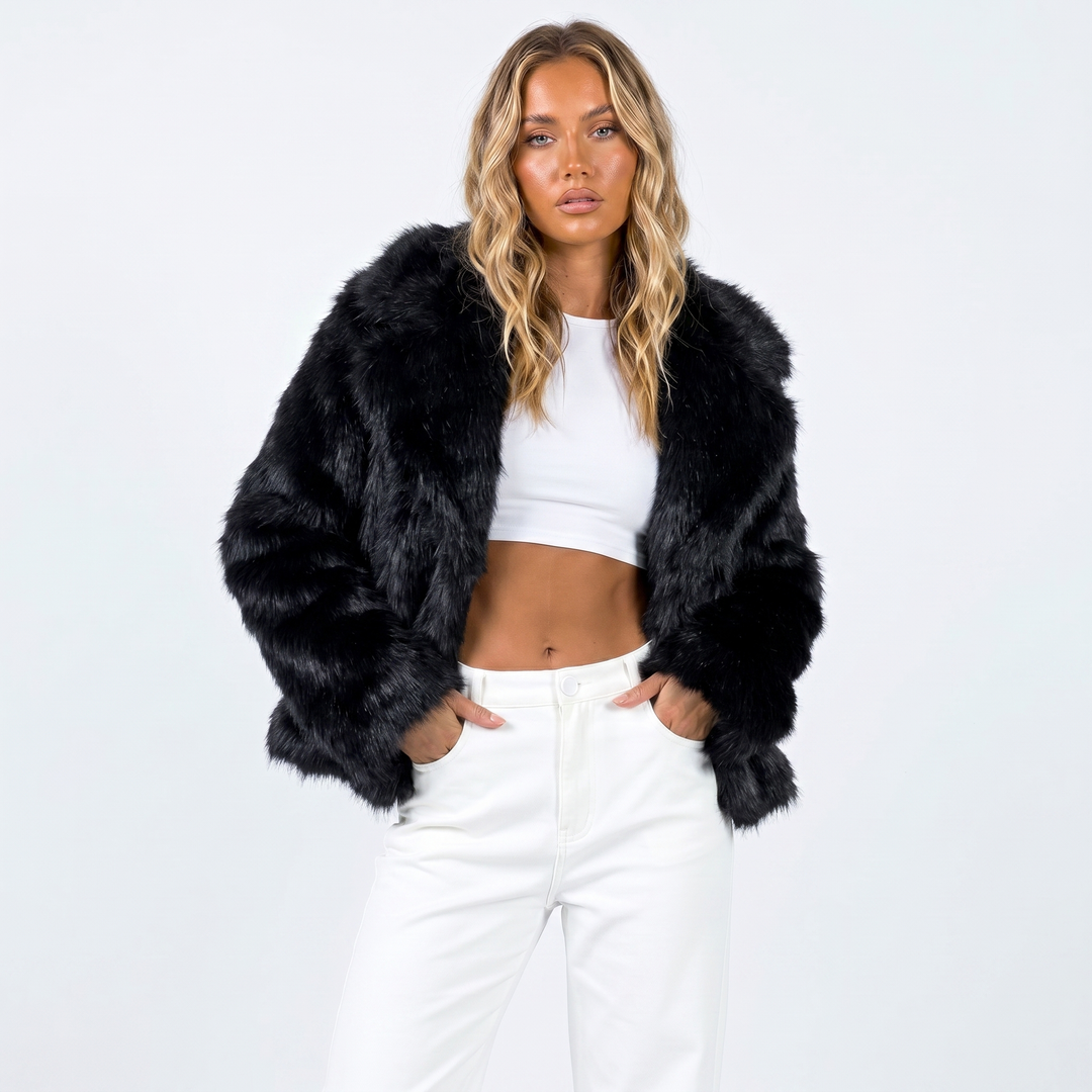 Women's Cropped Luxury Faux Fur Jacket