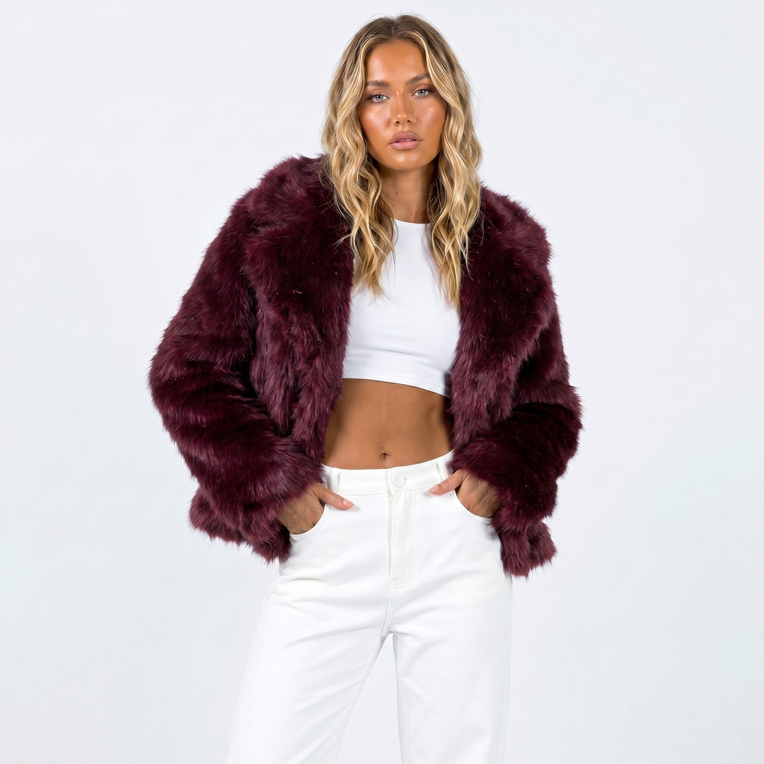 Women's Cropped Luxury Faux Fur Jacket