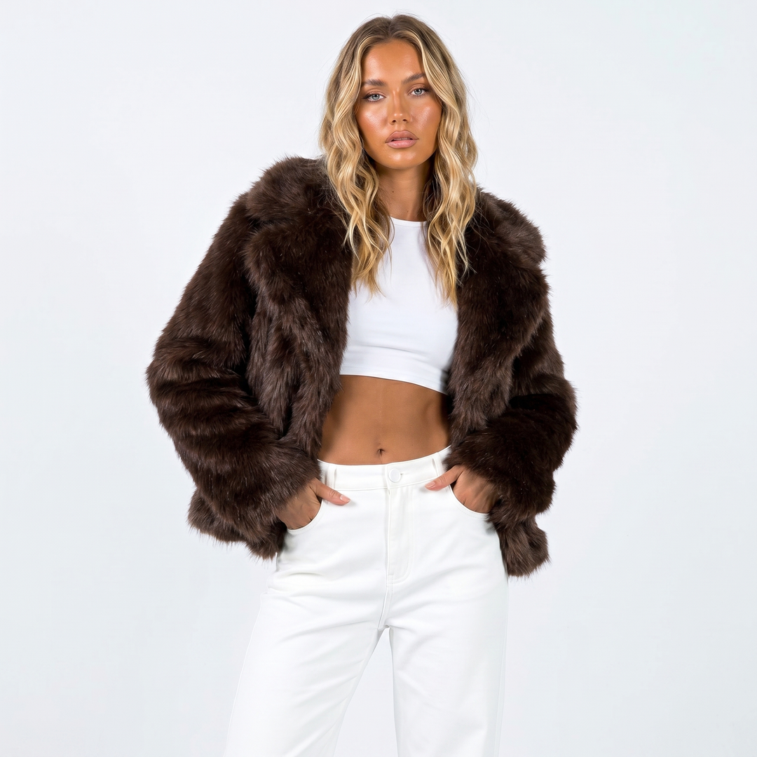 Women's Cropped Luxury Faux Fur Jacket
