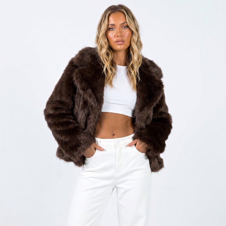 Women's Cropped Luxury Faux Fur Jacket