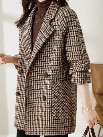 Women's Wool-Effect Houndstooth Blazer Coat