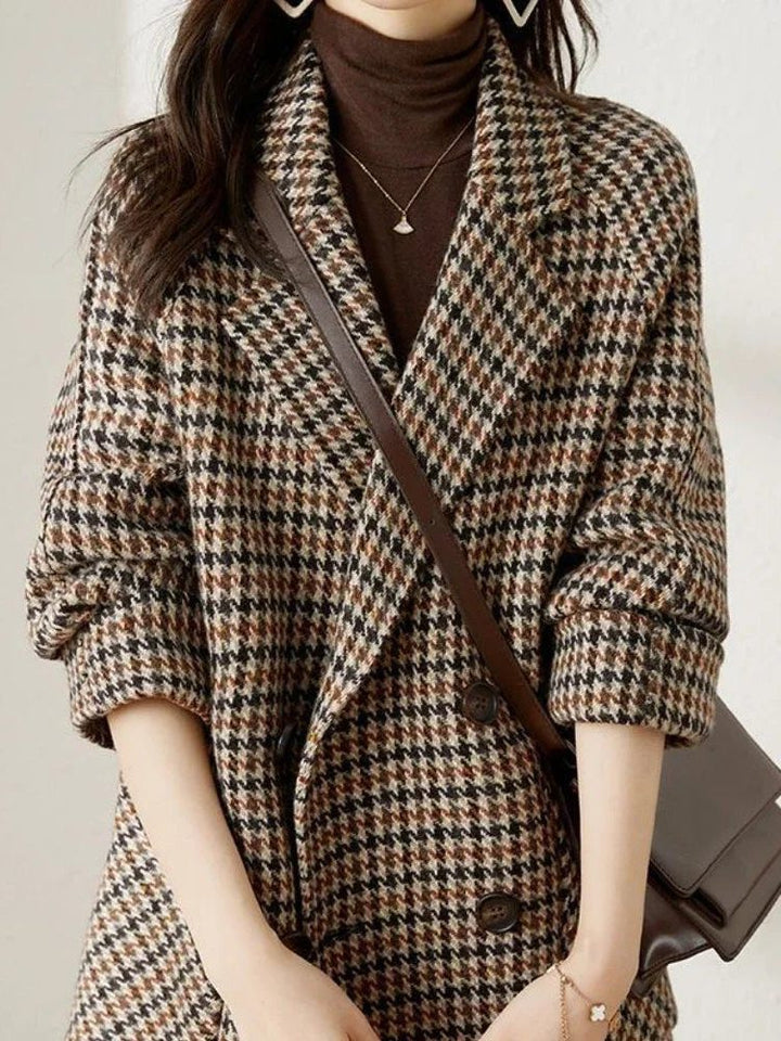 Women's Wool-Effect Houndstooth Blazer Coat