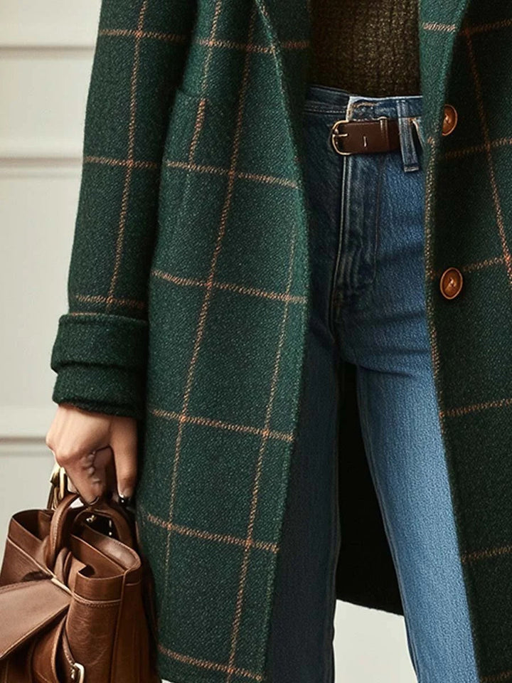 Classic Windowpane Check Coat for Women