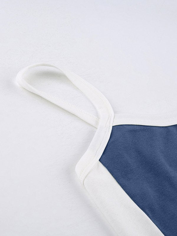 Vintage Contrast Stripe Crop Cami Top