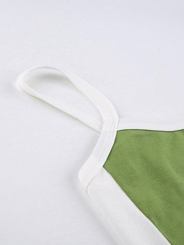 Vintage Contrast Stripe Crop Cami Top