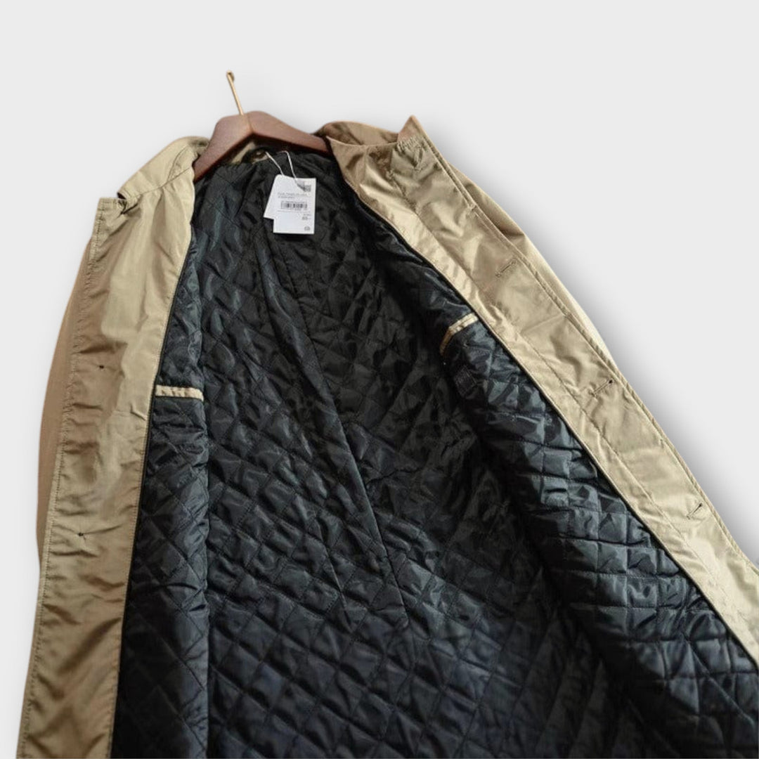 Men's Water-Resistant Quilted Trench Coat