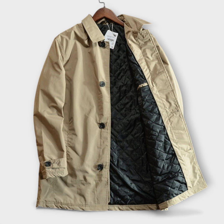 Men's Water-Resistant Quilted Trench Coat