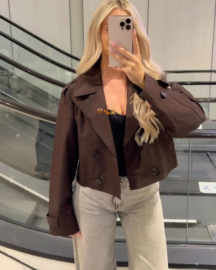 Women's Short Double-Breasted Trench Coat