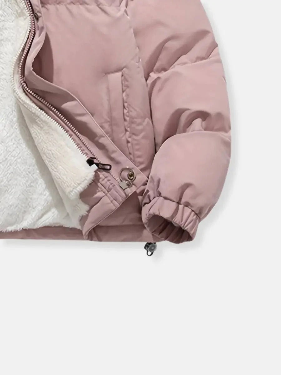 Sherpa Fleece Lined Hooded Puffer Jacket