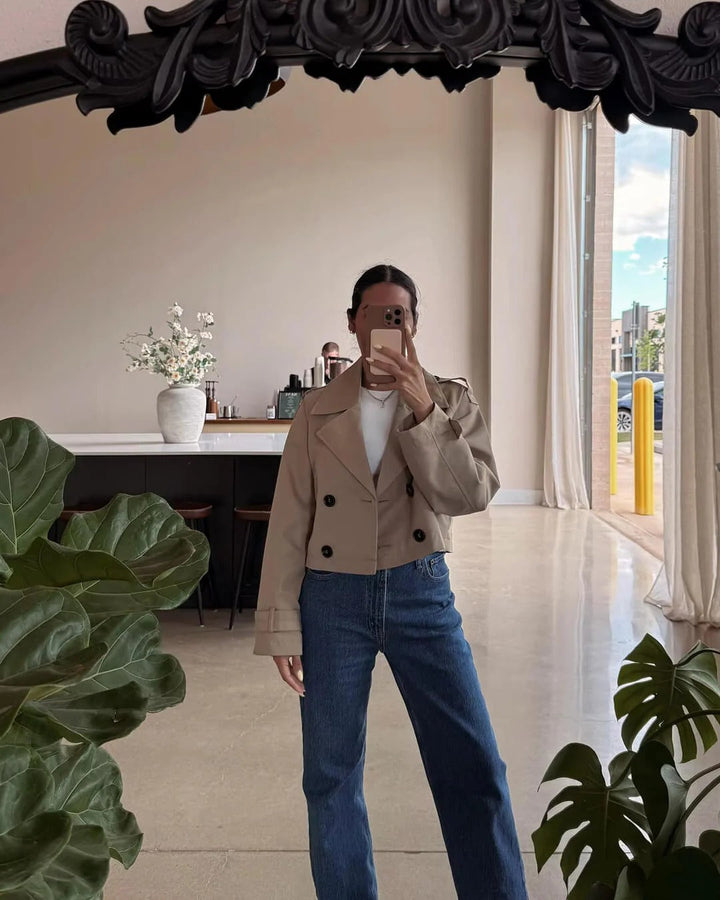 Women's Short Double-Breasted Trench Coat