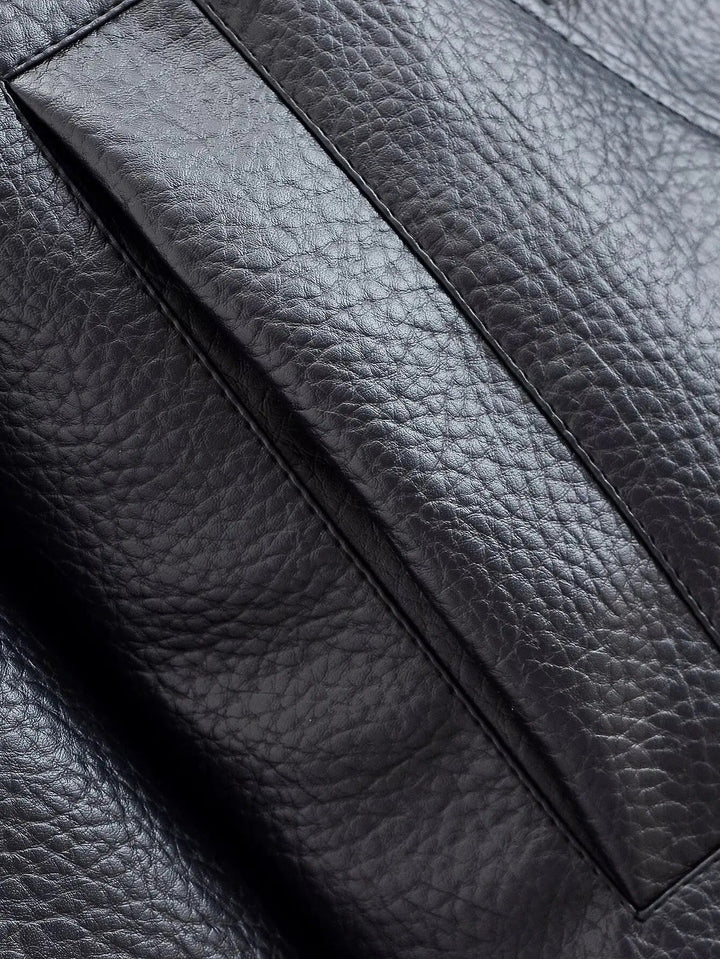 Women's Oversized Faux Leather Bomber Jacket