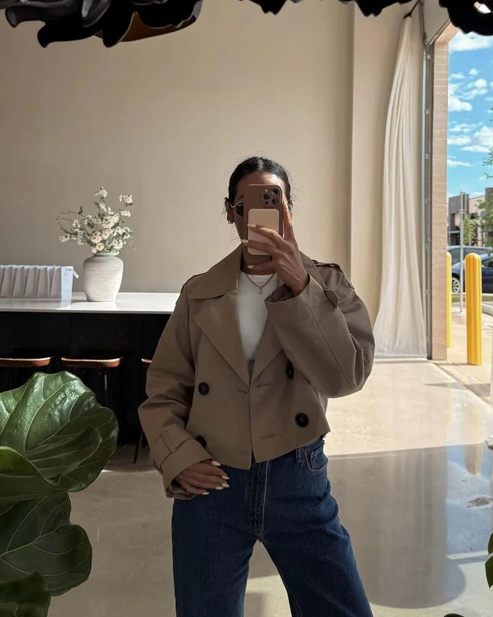 Women's Short Double-Breasted Trench Coat