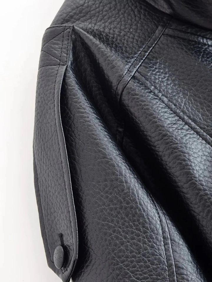 Women's Oversized Faux Leather Bomber Jacket