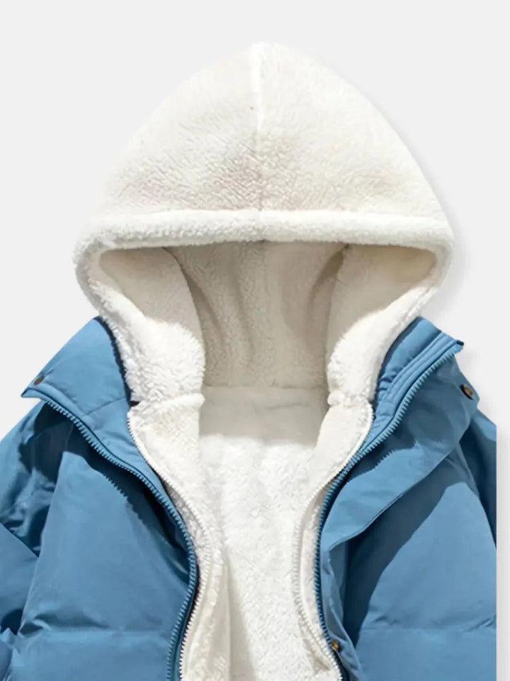 Sherpa Fleece Lined Hooded Puffer Jacket