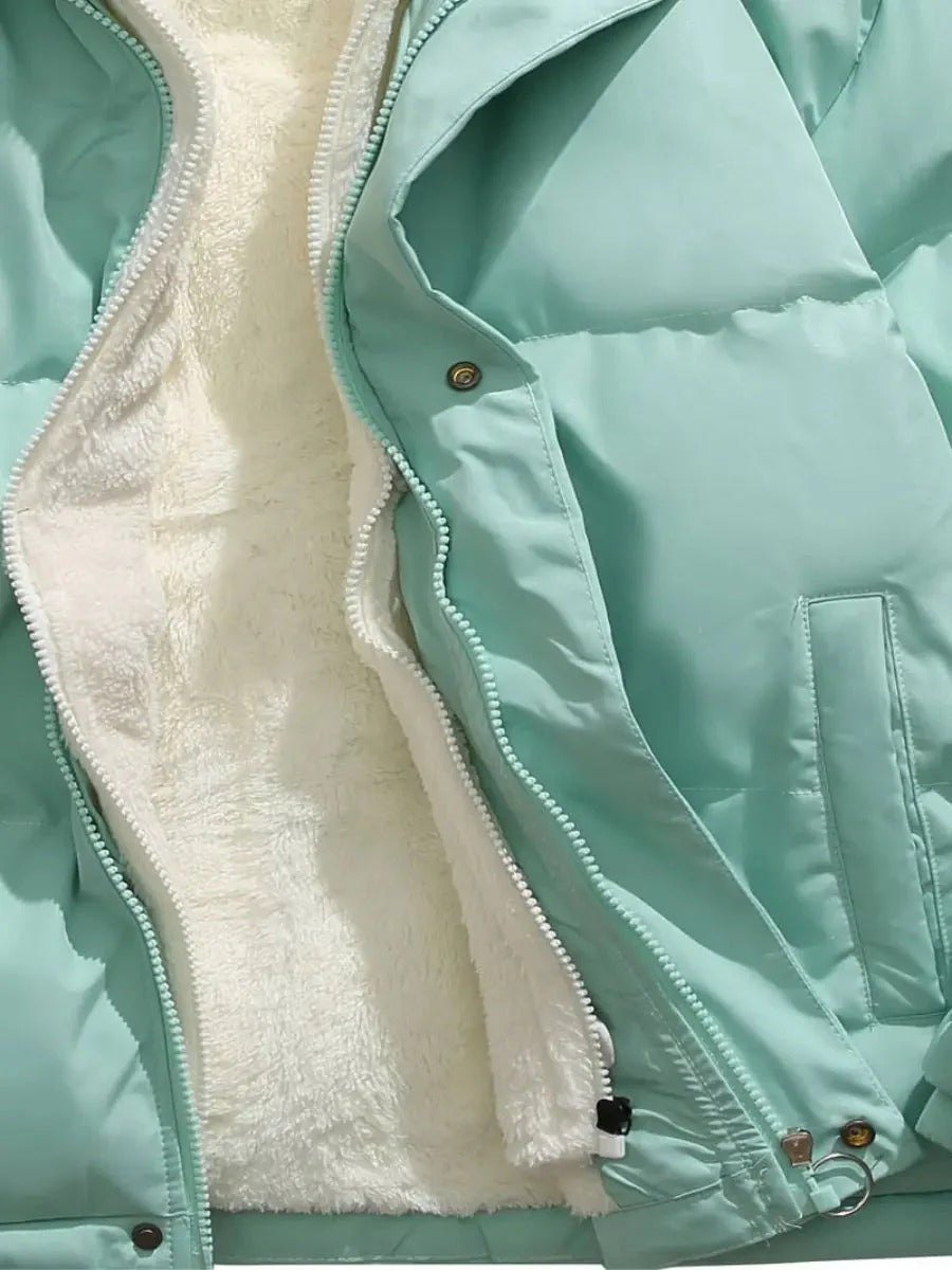 Sherpa Fleece Lined Hooded Puffer Jacket