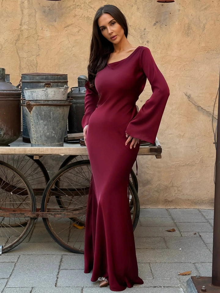 Elegant Long Sleeve Maxi Dress – Sophisticated Evening Gown