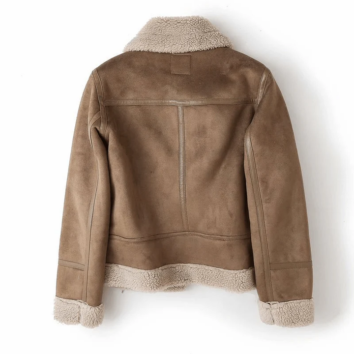 Women's Sherpa-Lined Suede Aviator Jacket
