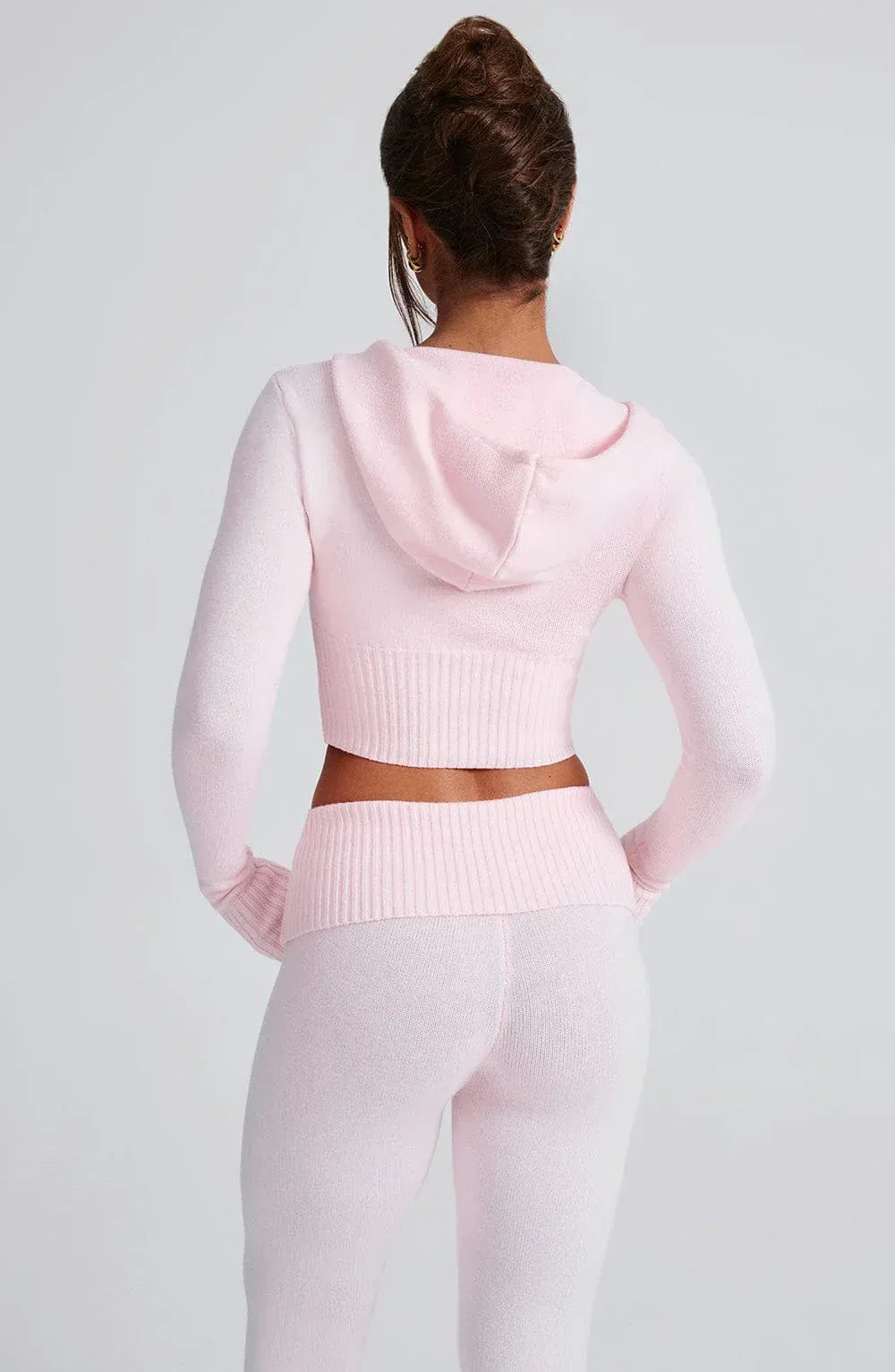 Soft Knit Lounge Set with Hooded Zip-Up & Flared Pants