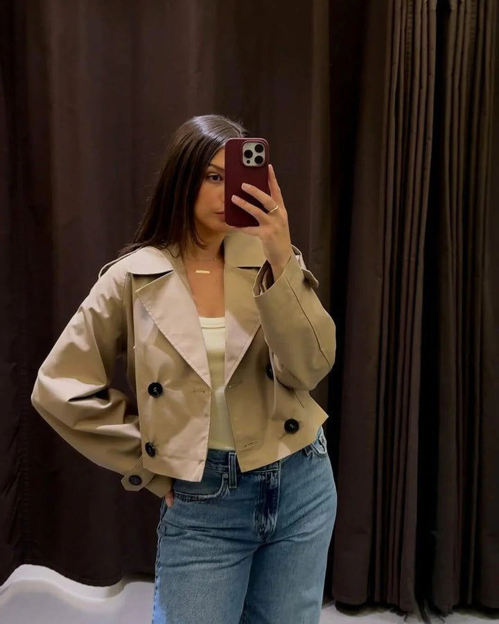 Women's Short Double-Breasted Trench Coat