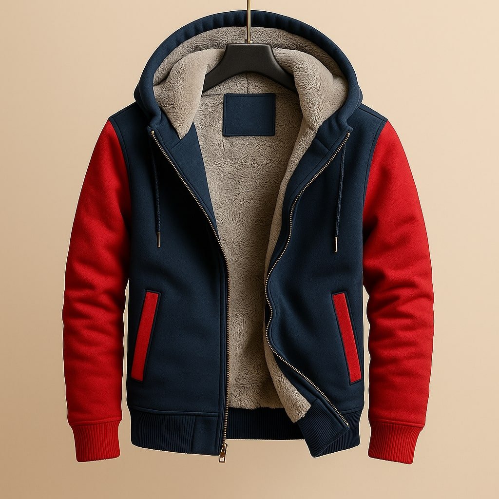 Men's Sherpa-Lined Hooded Varsity Jacket