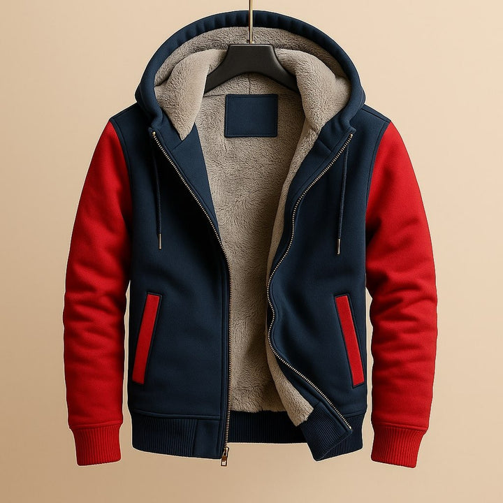 Men's Sherpa-Lined Hooded Varsity Jacket