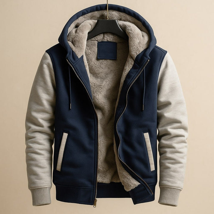 Men's Sherpa-Lined Hooded Varsity Jacket