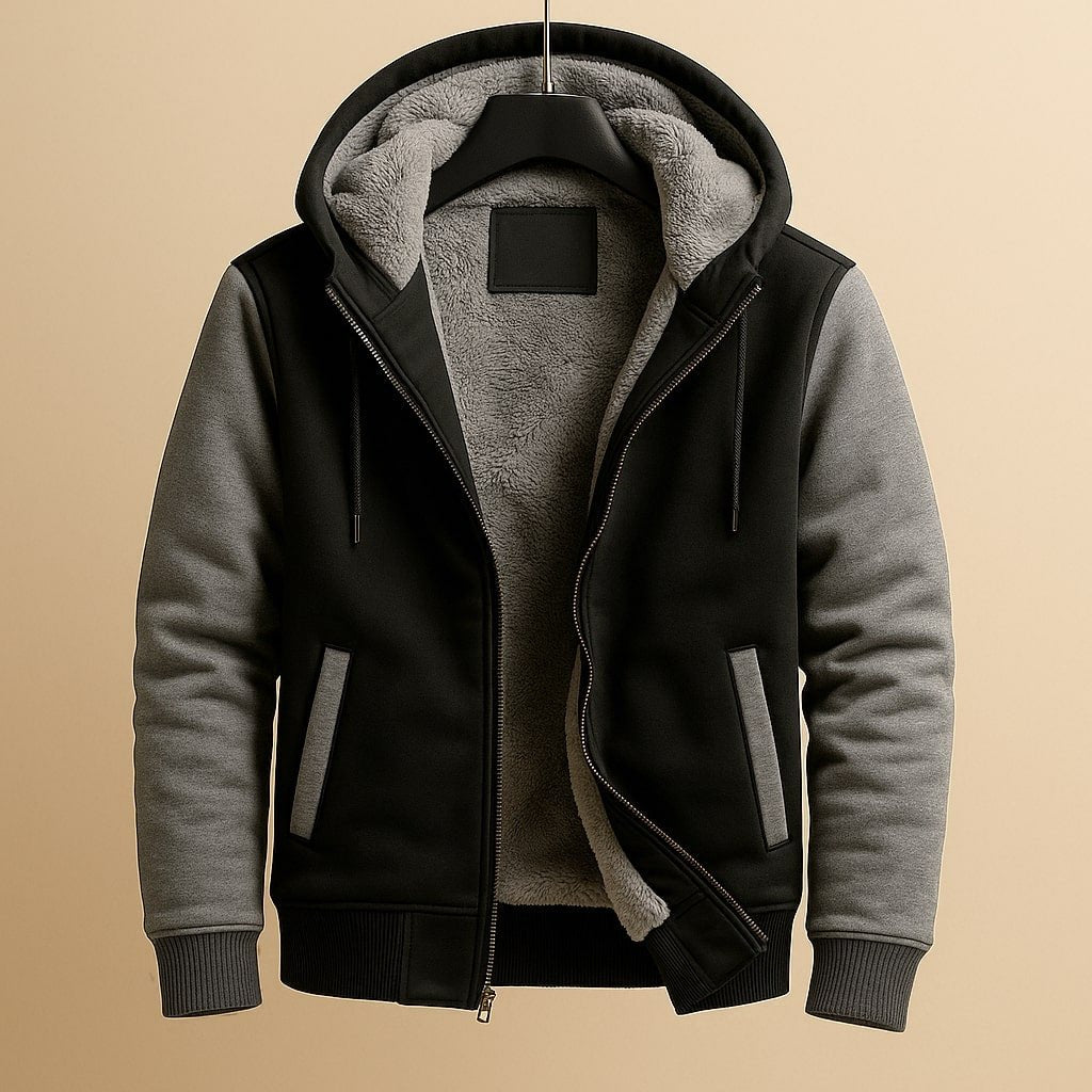 Men's Sherpa-Lined Hooded Varsity Jacket