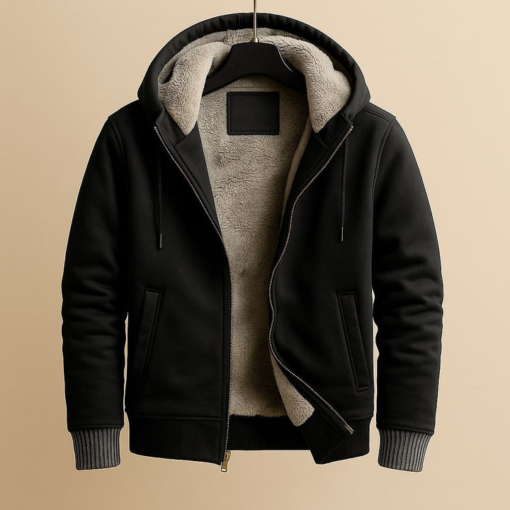 Men's Sherpa-Lined Hooded Varsity Jacket