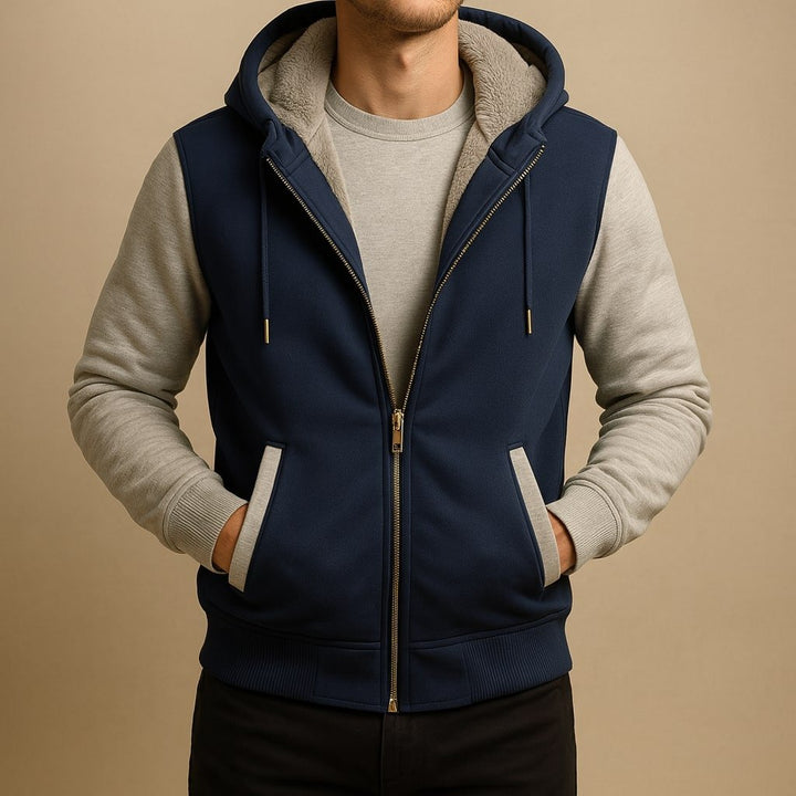 Men's Sherpa-Lined Hooded Varsity Jacket