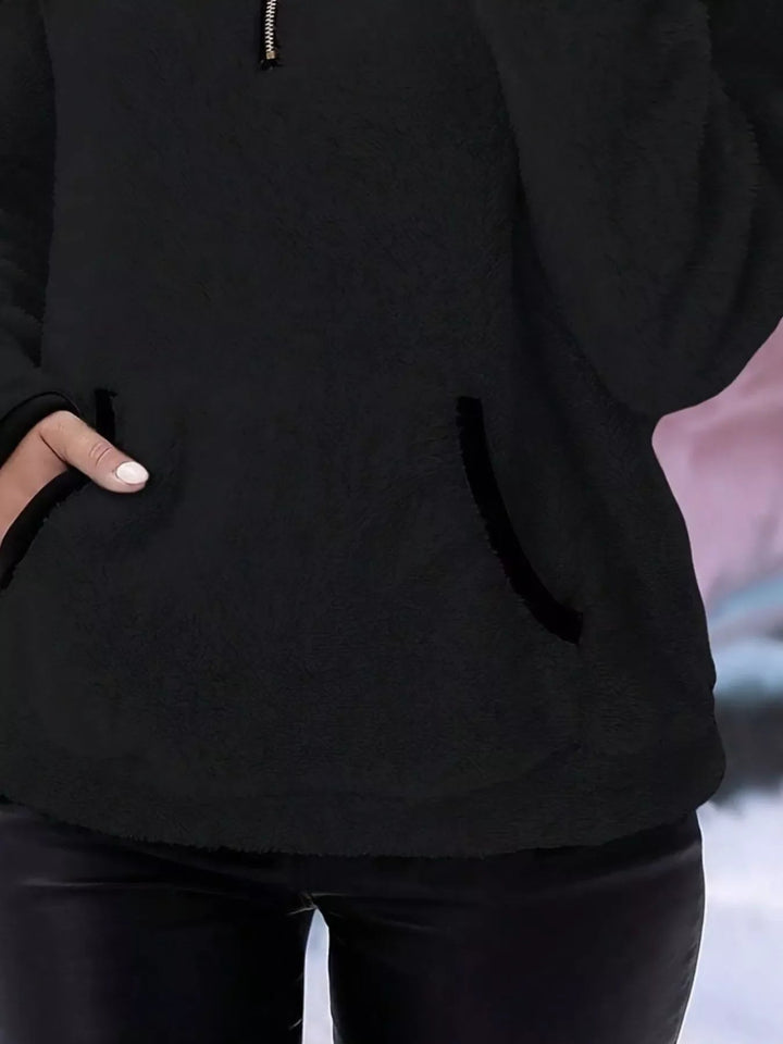 Women's Half-Zip Fuzzy Fleece Pullover Sweater