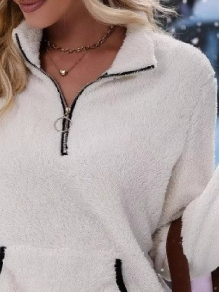 Women's Half-Zip Fuzzy Fleece Pullover Sweater