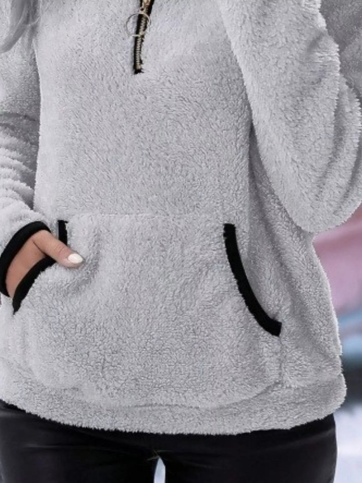 Women's Half-Zip Fuzzy Fleece Pullover Sweater