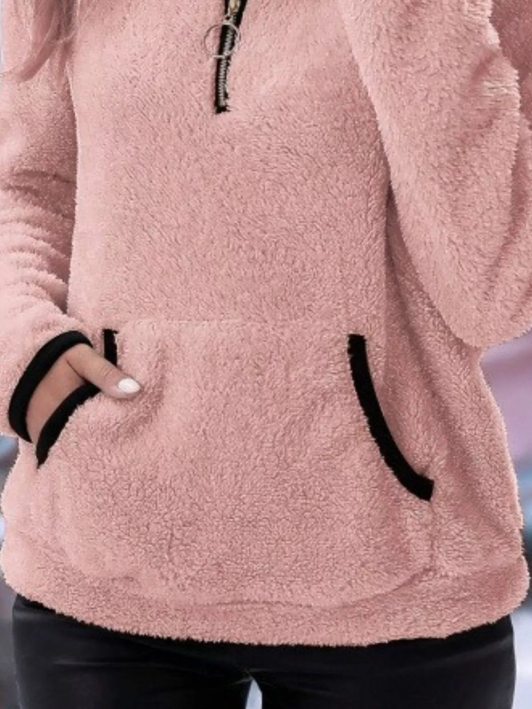 Women's Half-Zip Fuzzy Fleece Pullover Sweater