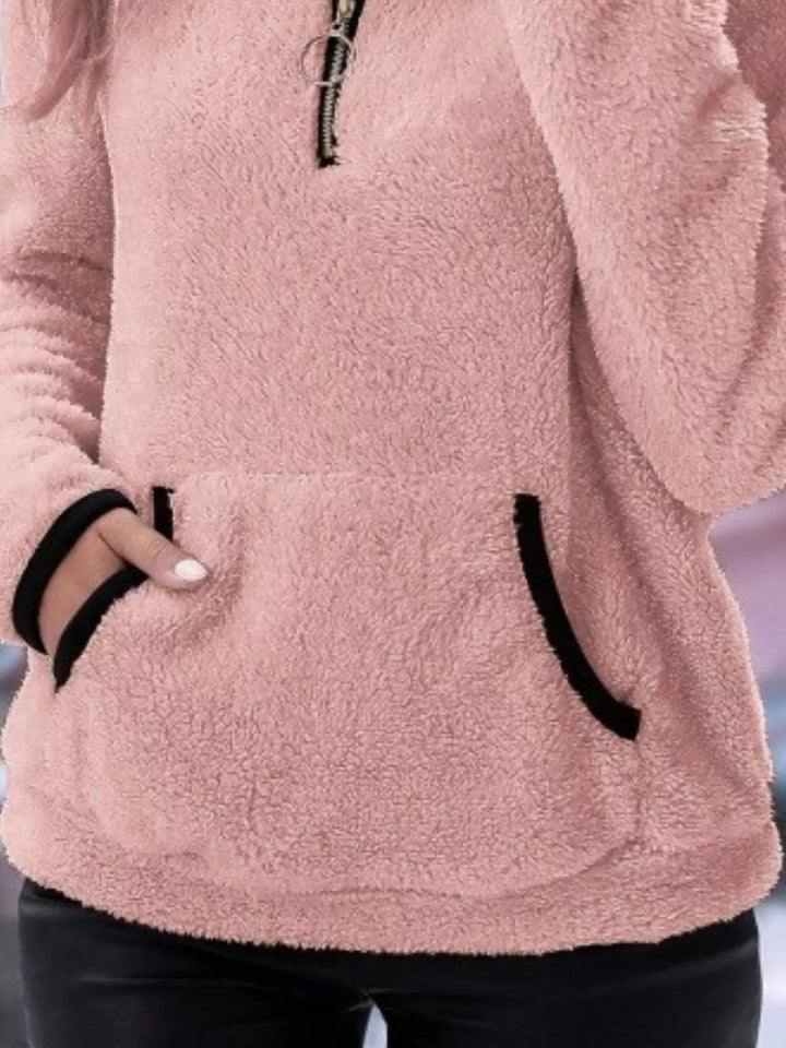 Women's Half-Zip Fuzzy Fleece Pullover Sweater